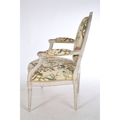 Pair of LOUIS XVI flat-back medallion armchairs...