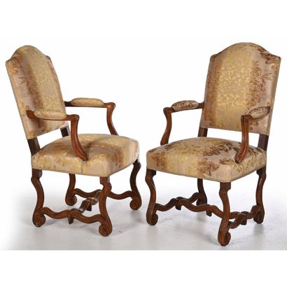 PAIR OF LOUIS XIV high-back armchairs in...
