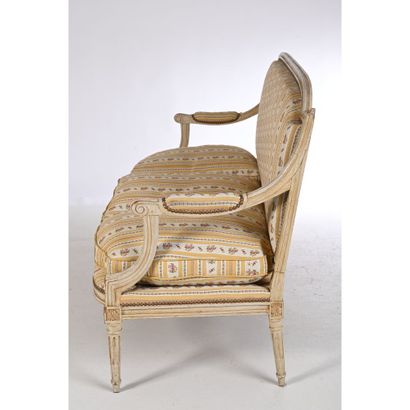 LOUIS XVI CANAPE in rechambered wood with...
