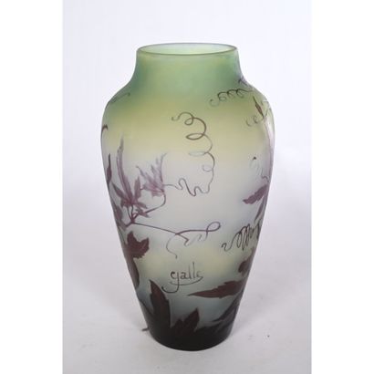 GALLE Emile. VASE in acid-etched glass decorated...