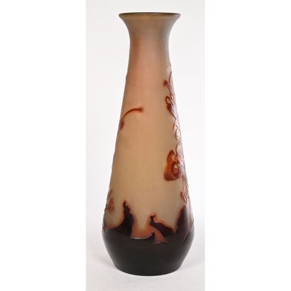 GALLE Emile. IMPORTANT conical VASE with...