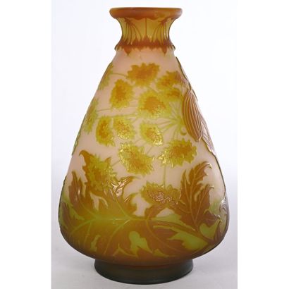 GALLE. VASE in acid-etched multi-layered...