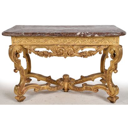 Gilded wood LOUIS XIV GAME TABLE, rectangular...