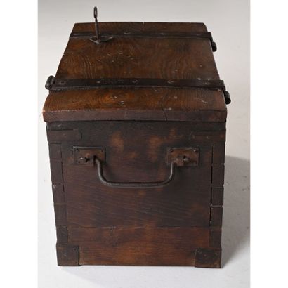 TREASURER'S CASE in chestnut. The upper part...