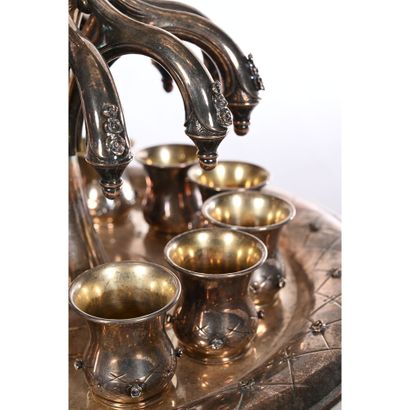 JUDAICA HAZORFIM. 925°/°° silver wine FOUNTAIN...