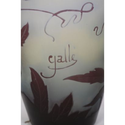 GALLE Emile. VASE in acid-etched glass decorated...