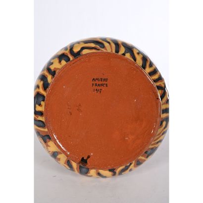 MONTIERES. JOLI VASE in glazed ceramic decorated...