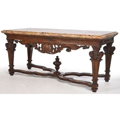 LARGE GAME TABLE LOUIS XIV in oak, richly...