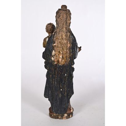 VIRGIN WITH CHILD in patinated and polychrome...