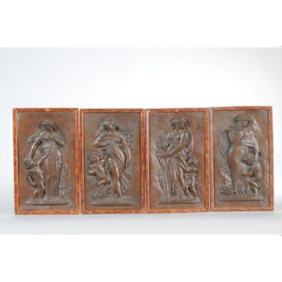 GERMAIN JB
Suite de 4 plaques en métal repoussé...