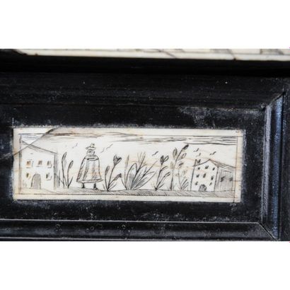 CABINET en bois noirci de forme rectangulaire...