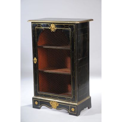 PETITE BIBLIOTHEQUE LOUIS XIV en bois noirci...