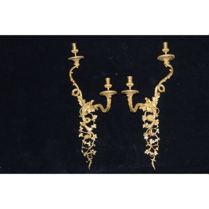PAIRE D'APPLIQUES RÉGENCE à 2 bras de lumières...