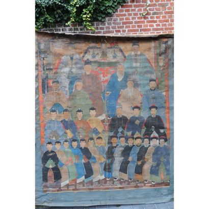 GRANDE TOILE PEINTE CHINOISE représentant...