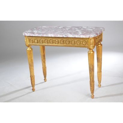 TABLE DE MILIEU LOUIS XVI en bois doré et...