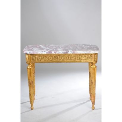 TABLE DE MILIEU LOUIS XVI en bois doré et...