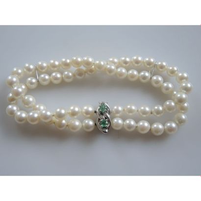 BRACELET 2 rangs de perles de culture (5,7mm)....