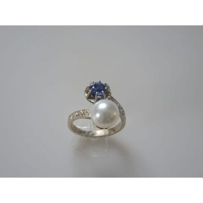 BAGUE Toi et Moi en or blanc ornée d’une...