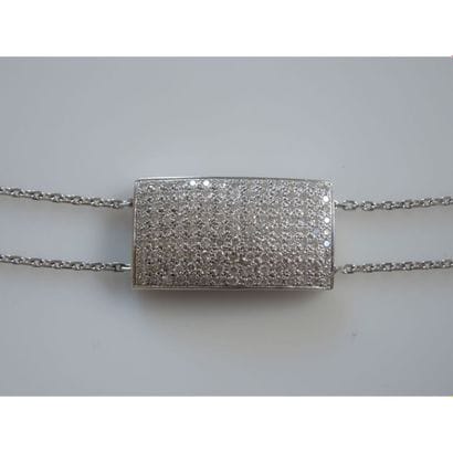 BRACELET 2 chaînes en or blanc retenues par...