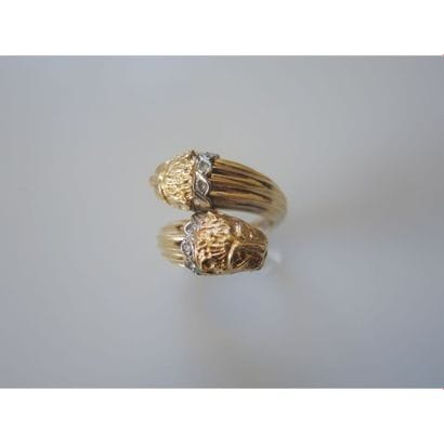 BAGUE Toi et Moi en or jaune godronné représentant...