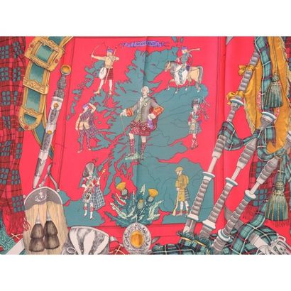 HERMES.
Carré « Scotland » rouge et vert....