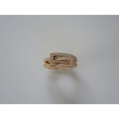BAGUE croisée géométrique en or jaune serti...