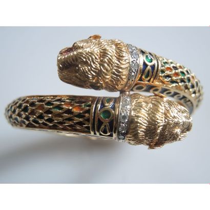 BRACELET rigide en or ouvrant croisé de 2...