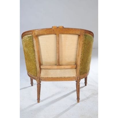 BERGERE LOUIS XVI en bois naturel à large...