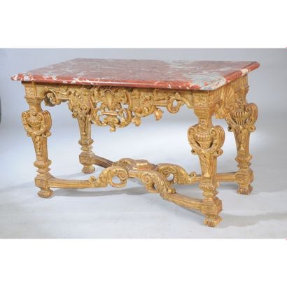 TABLE A GIBIER LOUIS XIV en bois doré et...