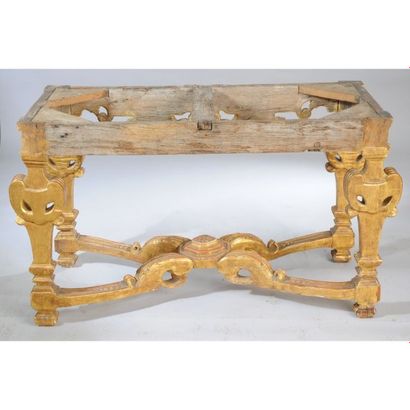 TABLE A GIBIER LOUIS XIV en bois doré et...