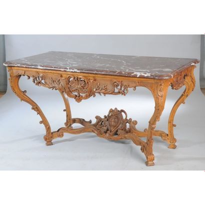 LARGE CONSOLE LOUIS XV en chêne naturel à...