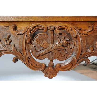 LARGE CONSOLE LOUIS XV en chêne naturel à...