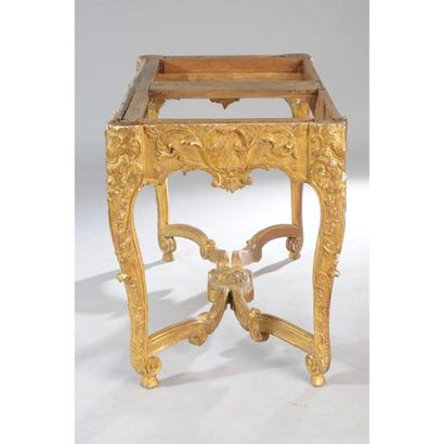 TABLE CONSOLE RÉGENCE en bois doré et sculpté...