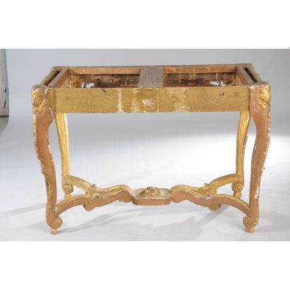 TABLE CONSOLE RÉGENCE en bois doré et sculpté...