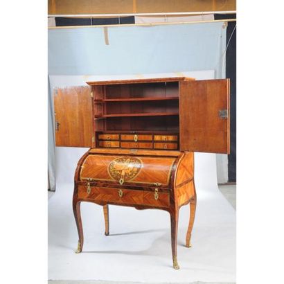 CYLINDRE LOUIS XV A GUILLOTINE en placage...