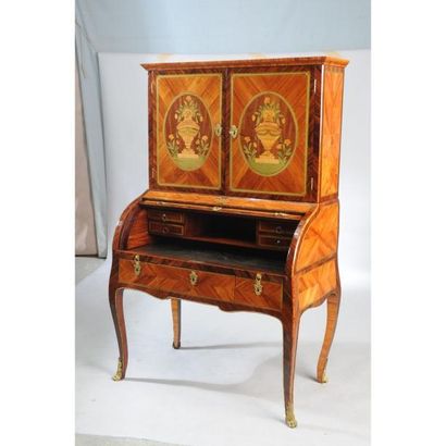 CYLINDRE LOUIS XV A GUILLOTINE en placage...