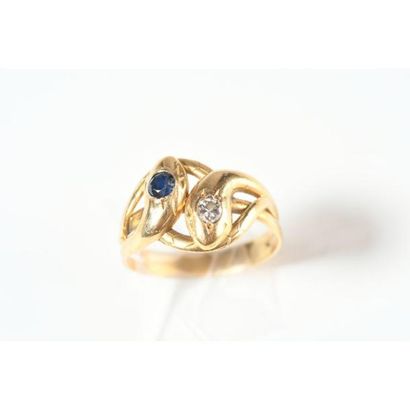 BAGUE anneau serpents entrelacés en or jaune...