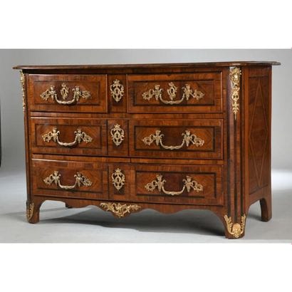 COMMODE LOUIS XIV à plateau bois en placage...