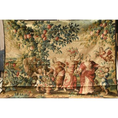 AUBUSSON. Charmante tapisserie en laine à...