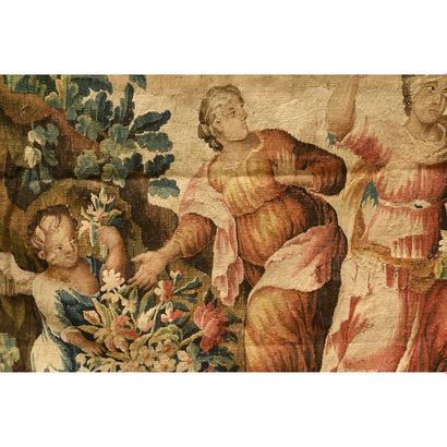 AUBUSSON. Charmante tapisserie en laine à...