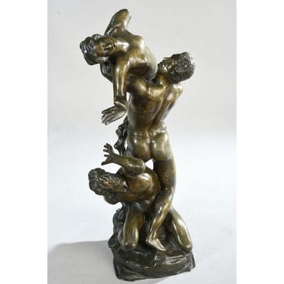 SUJET en bronze à patine brune nuancée représentant...