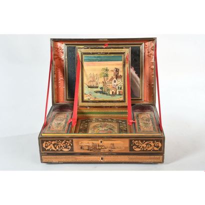 BOITE A OUVRAGES EMPIRE en marqueterie de...