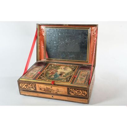 BOITE A OUVRAGES EMPIRE en marqueterie de...