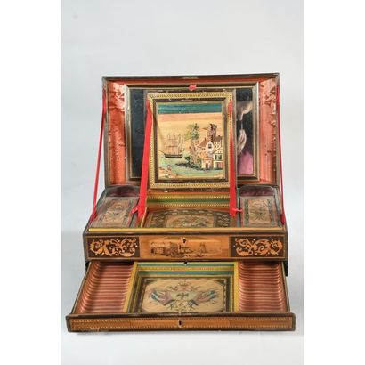 BOITE A OUVRAGES EMPIRE en marqueterie de...