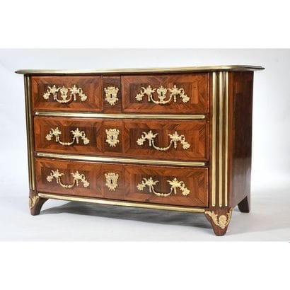 COMMODE LOUIS XIV à plateau en placage de...