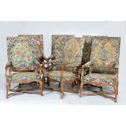 RARE SUITE DE 6 FAUTEUILS RÉGENCE à haut...