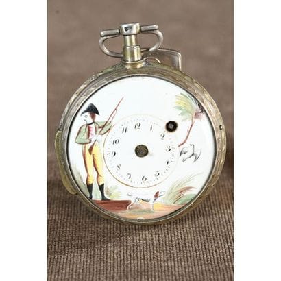 MONTRE EMPIRE en argent et cadran émaillé...