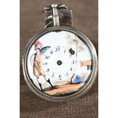MONTRE EMPIRE en argent à cadran émaillé...