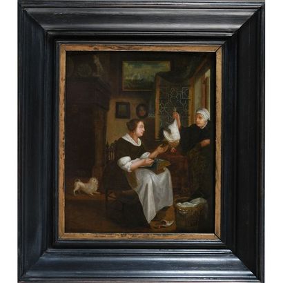 ÉCOLE FLAMANDE du XVIIIè. « La marchande...