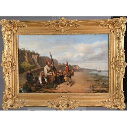 CAVET C. « Le retour de la pêche ». Huile...